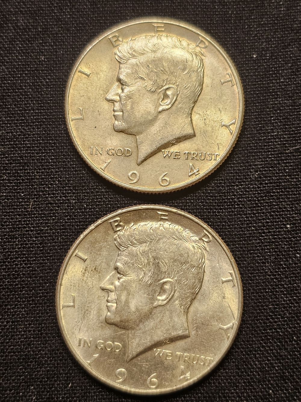 1964-D Kennedy Half Dollar Coin - 90% Silver Tone Collector Pair